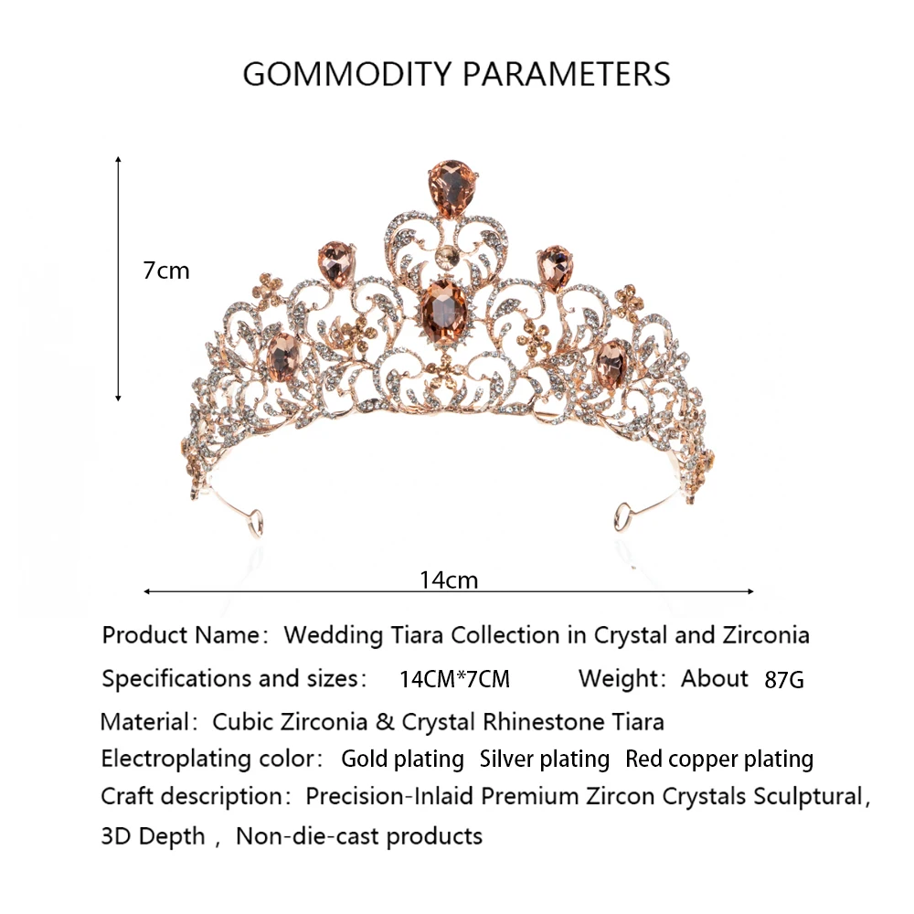 แฟชั่นทองเงินสีคริสตัล Rhinestone Princess Tiaras และมงกุฎเครื่องประดับผมเจ้าสาวงานแต่งงานอุปกรณ์เสริมผมสําหรับผู้หญิง