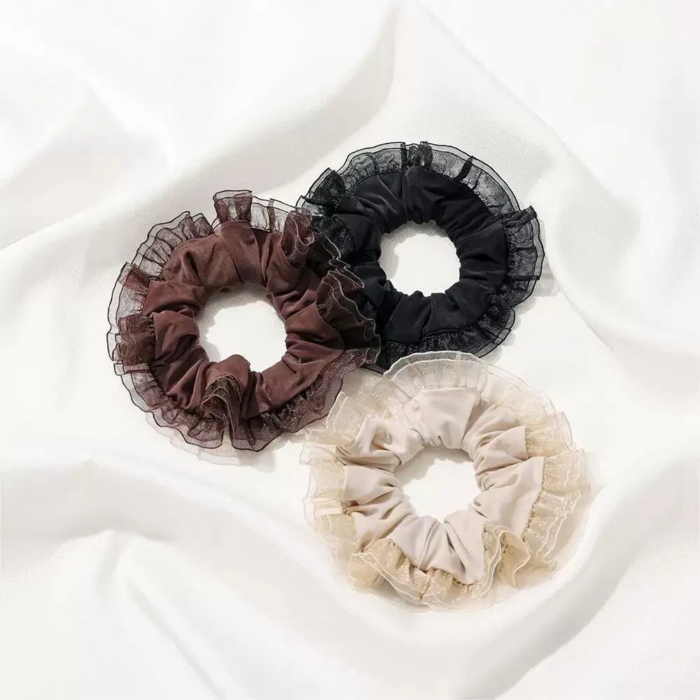 High-Quality Lace-Trimmed Soft Hair Tie - A Women'S Hair Accessory For Creating Fluffy Buns And Ponytails