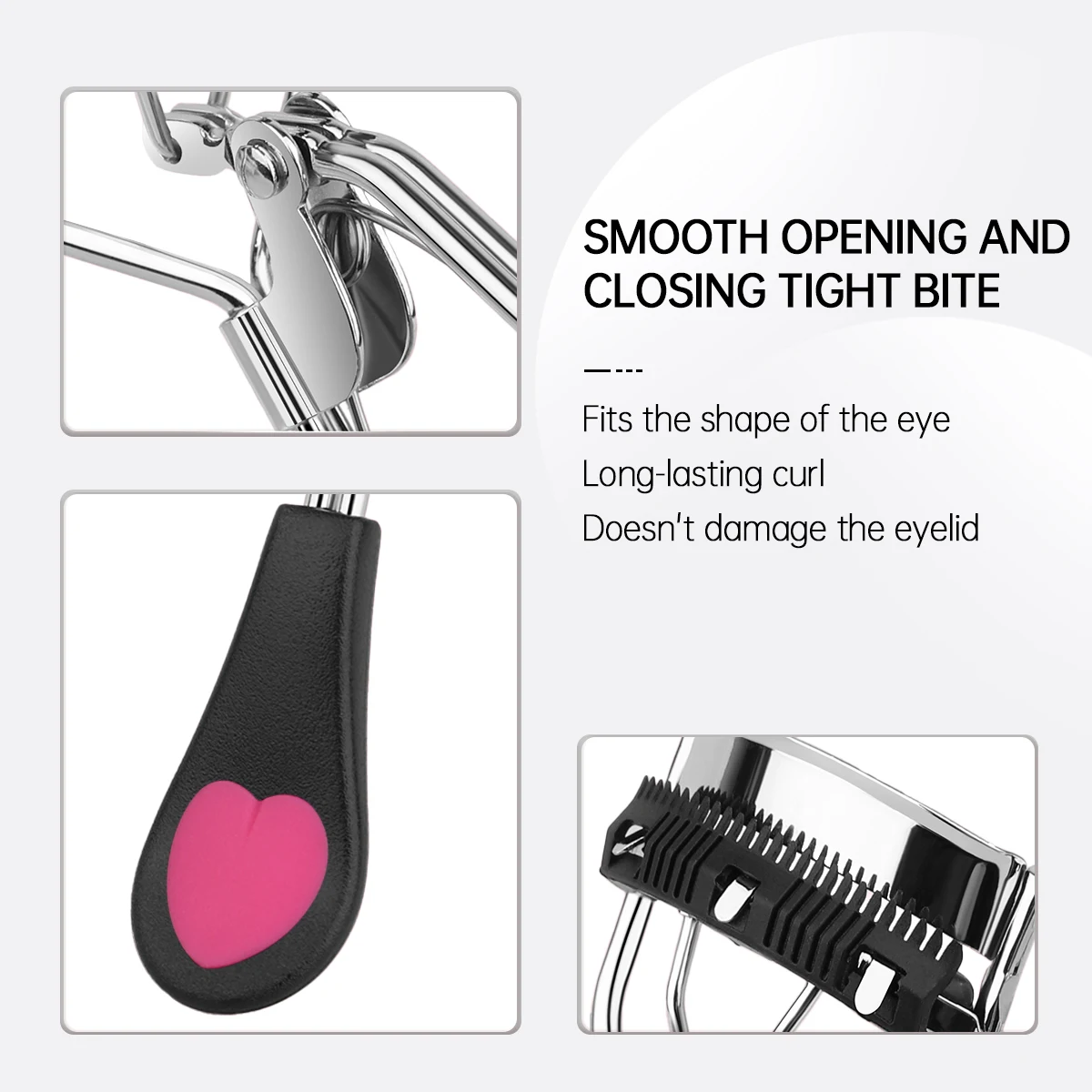 2 szt. Wygodny grzebień do paska w kształcie serca klips do rzęs sprawia, że ​​rzęsy są bardziej kręcone i trwałe, odpowiednie dla początkujących