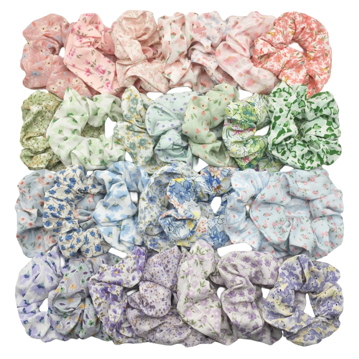 5pcs/lot Hair Scrunchies Floral Multicolor Elastic Bands for Women Girl Chiffon Hair Band Fashion  Scrunchy