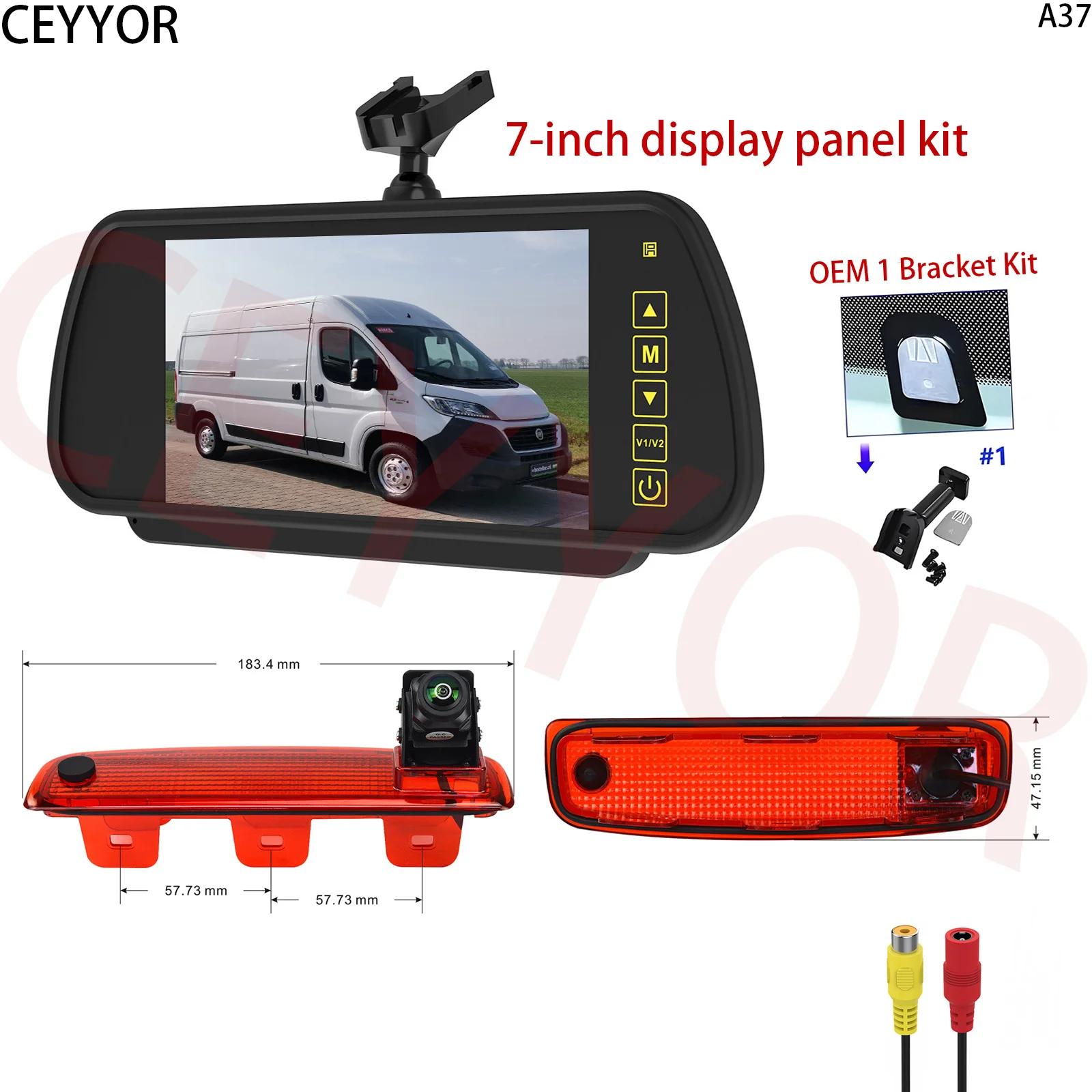 Applicable aux Renault Dacia Dokker Lada Largus (2012-présent) Caméra de recul, écran d'affichage 7 pouces