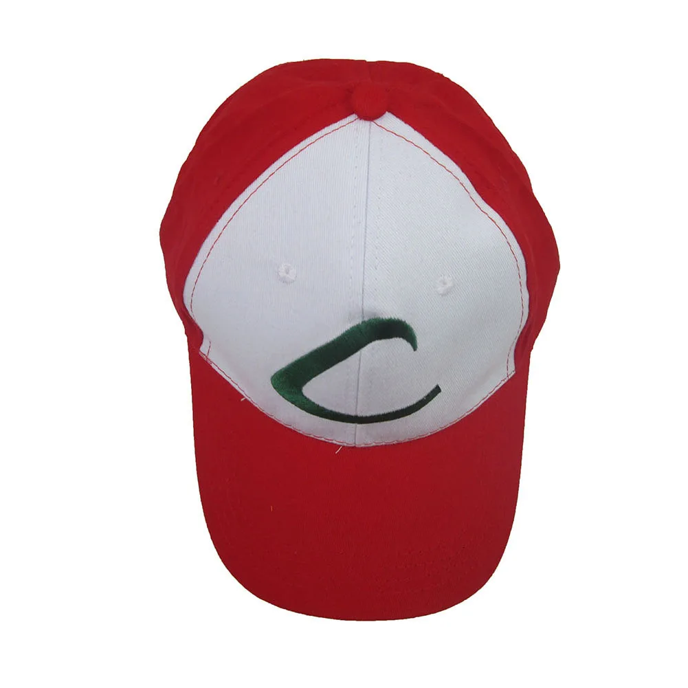 Brdwn Cute Splicing Sun Hat Ash Ketchum Anime Cosplay Hat Embroidery Baseball Cap Pocket Adjustable Prop Party