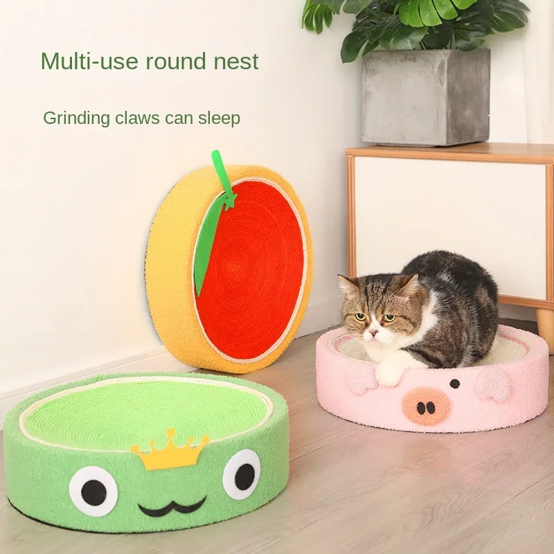 Teddy Plush Animal Sisal Basin Small Cat Climbing Frame Sisal Cat Bed Cute Cat Scratching Board Pet Supplies Cat Toys