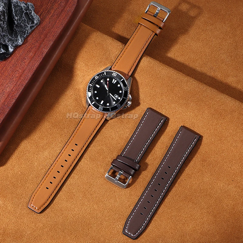 Leather Watch Band 18mm 20mm 22mm for Seiko Silicone Cowhide Strap Quick Release Bracelet Sport Waterproof Universal Wristband