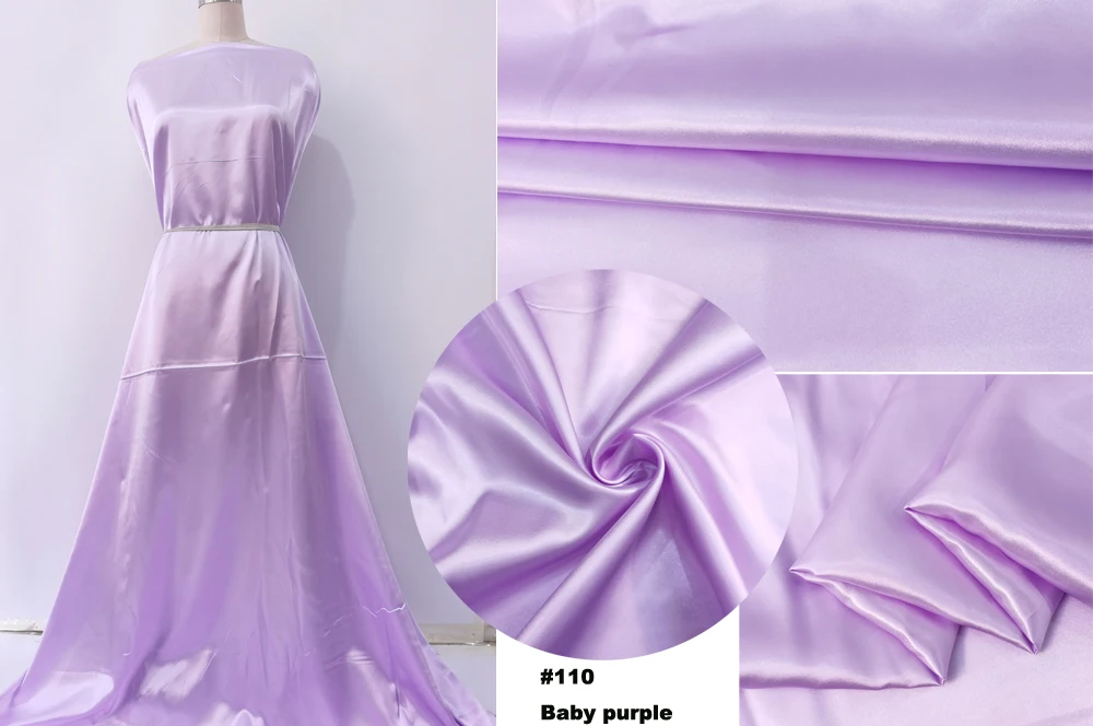 Solid Satin 58" Wide | 1Meter | 2Meters | 5Meters | Silky Charmeuse Scarf Craft DIY Fabric Purple image 3