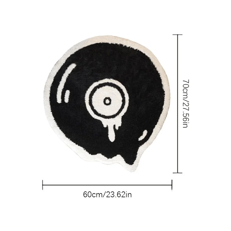 VIKAMA Creative Vinyl Record Rug Irregular Shaped Soft Plush Rug Bedroom Living Room Home Decor Floor Carpet