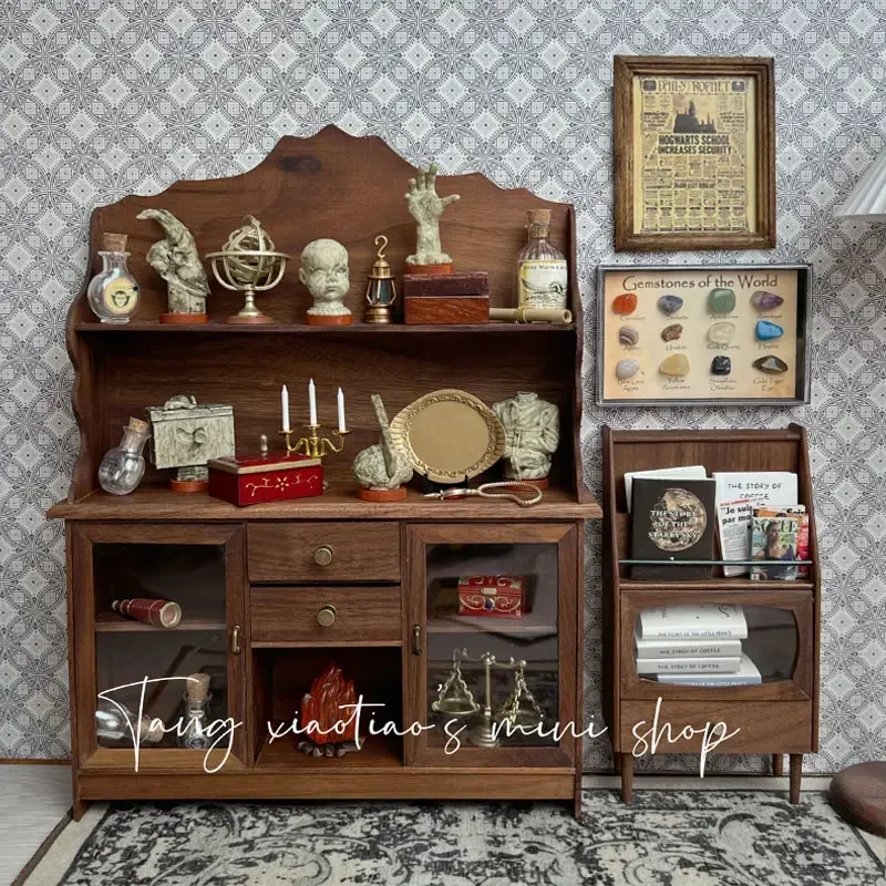 Dollhouse Retro Decoration Magic House Props Poster Decorative Painting Mini Sculpture Candlestick Miniature Model Decoration