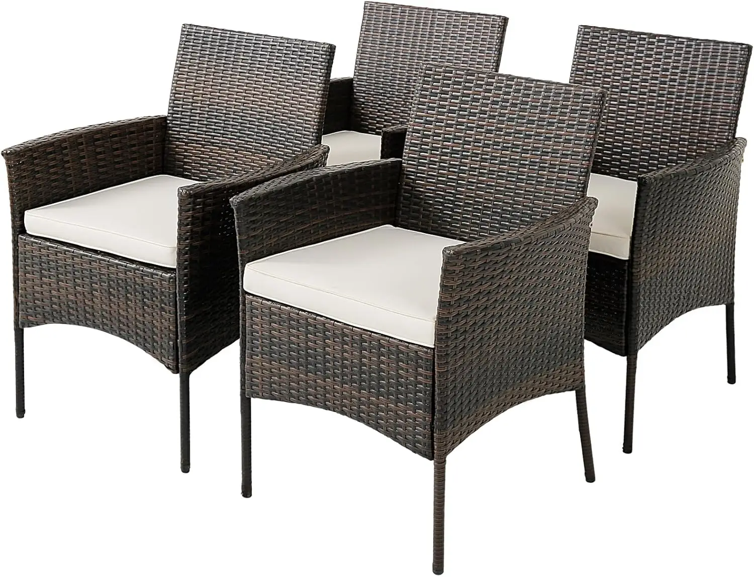 

Chairs Set of 4 Patiojoy Outdoor PE Weather Resistant Heavy Duty Wicker Chairs with Removable Cushions for Garden