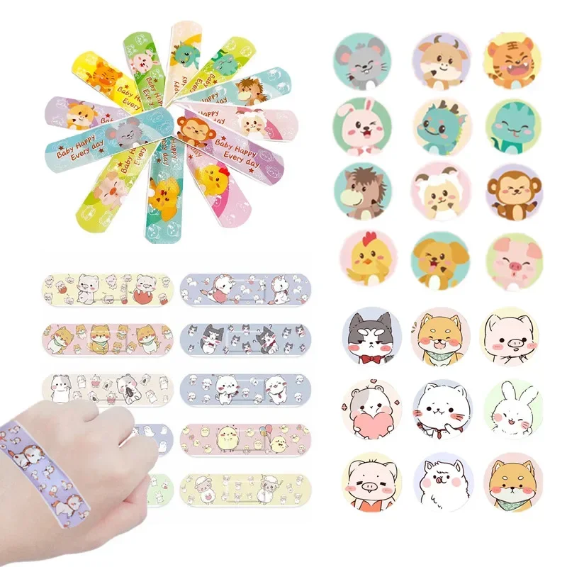 120pcs/set Round Strap Shape Band Aid Cartoon First Aid Wound Plaster Kawaii Skin Dressing Patch for Children Adhesive Bandages