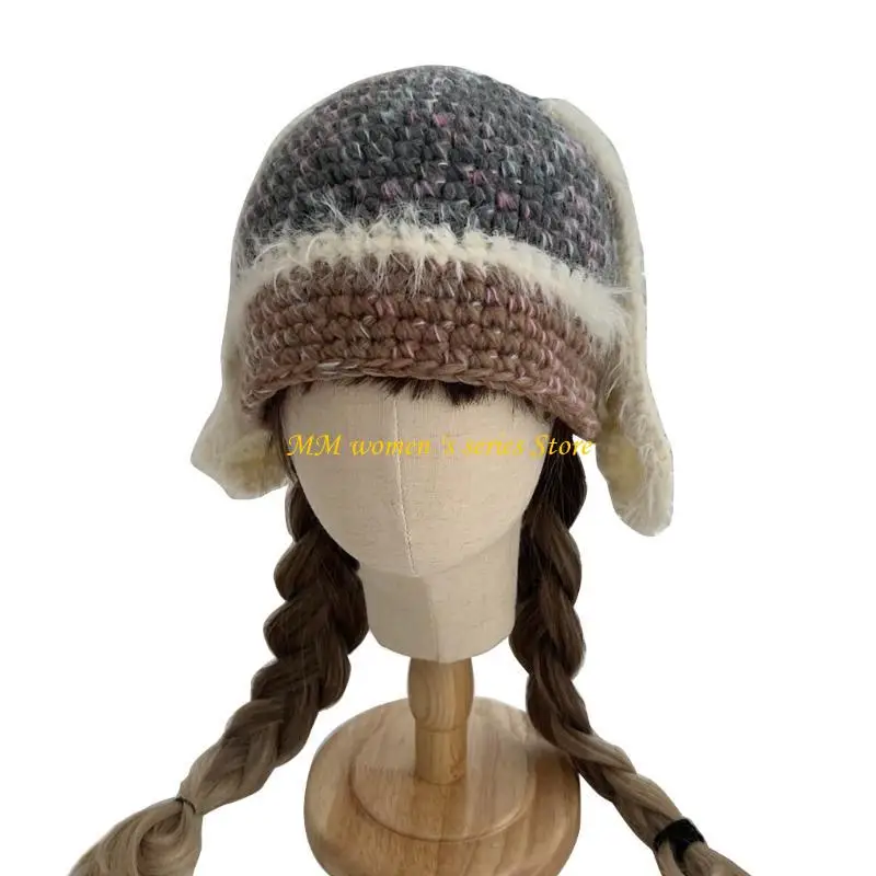 Q39C Knit Beanie Adult Ear Protect Hat Winter Warmer Knit Hat Cold Winter Presents for Students Teenagers