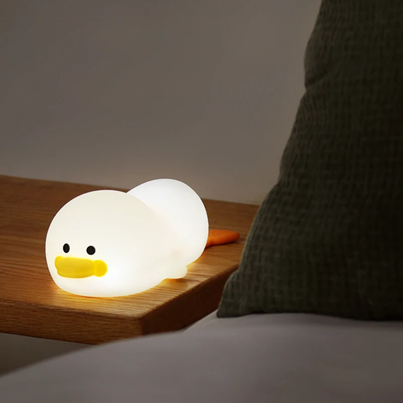 LED Night Light Cartoon Silicone Penguin Duck shape Bedside Decorative Sleep Lamp Touch Sensitive Night Light