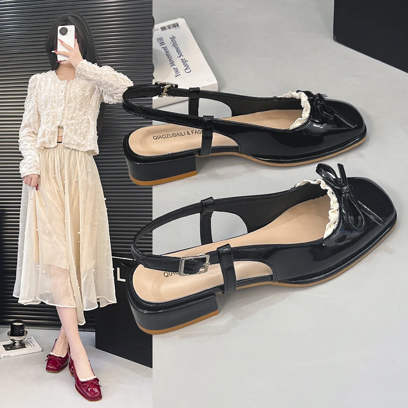 

Designer Cover Toe Women Sandals Elegant Thick Heels Singbacks Stripper Shoes Spring Autumn Outdoor Concise Zapatos De Mujer