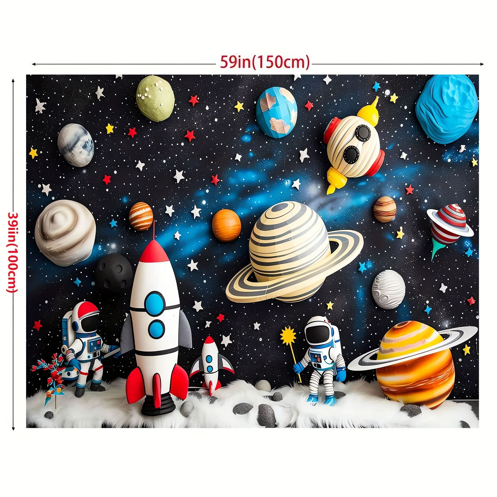 Space themed party backdrops,cartoon rocket and planetary designs,multi-purpose photography banners for birthdays