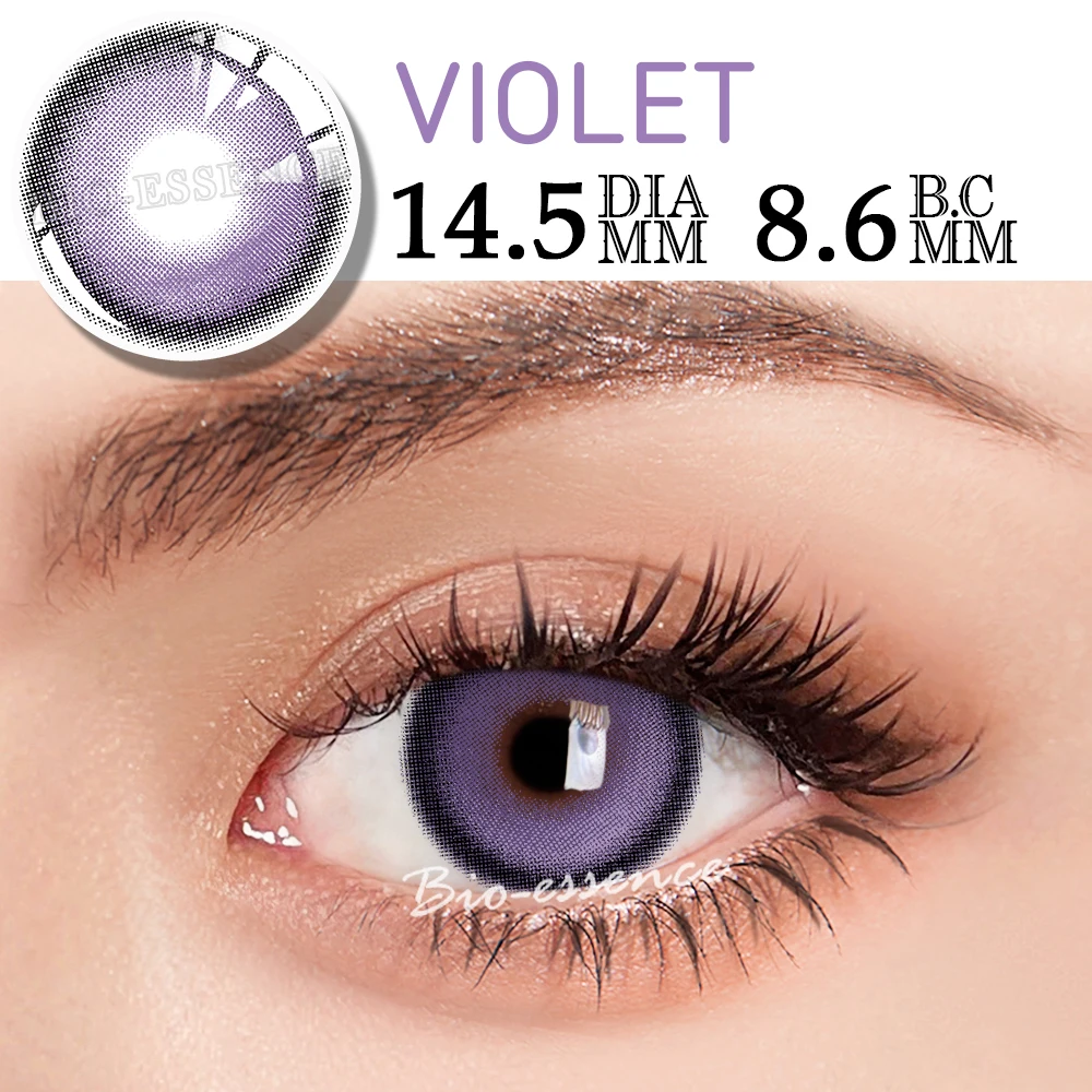 Bio-essence 1 Pair Halloween Cosplay Lenses Colored Contact Lenses for Eyes Anime Accessories Anime Lenses Violet Cosplay Lenses