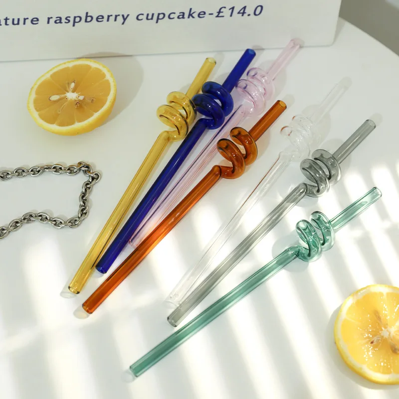 

Glass Straws Wavy Reusable Drinking Straws Eco-friendly High Borosilicate Glass Drinks Coffee Milk Tea Tube Party Bar Drinkware