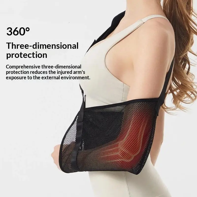 Armschlinge aus atmungsaktivem Netzgewebe mit verstellbarem Riemen, Universalgröße für die Rehabilitation von Knochenbrüchen und Verletzungen. – Detail 5