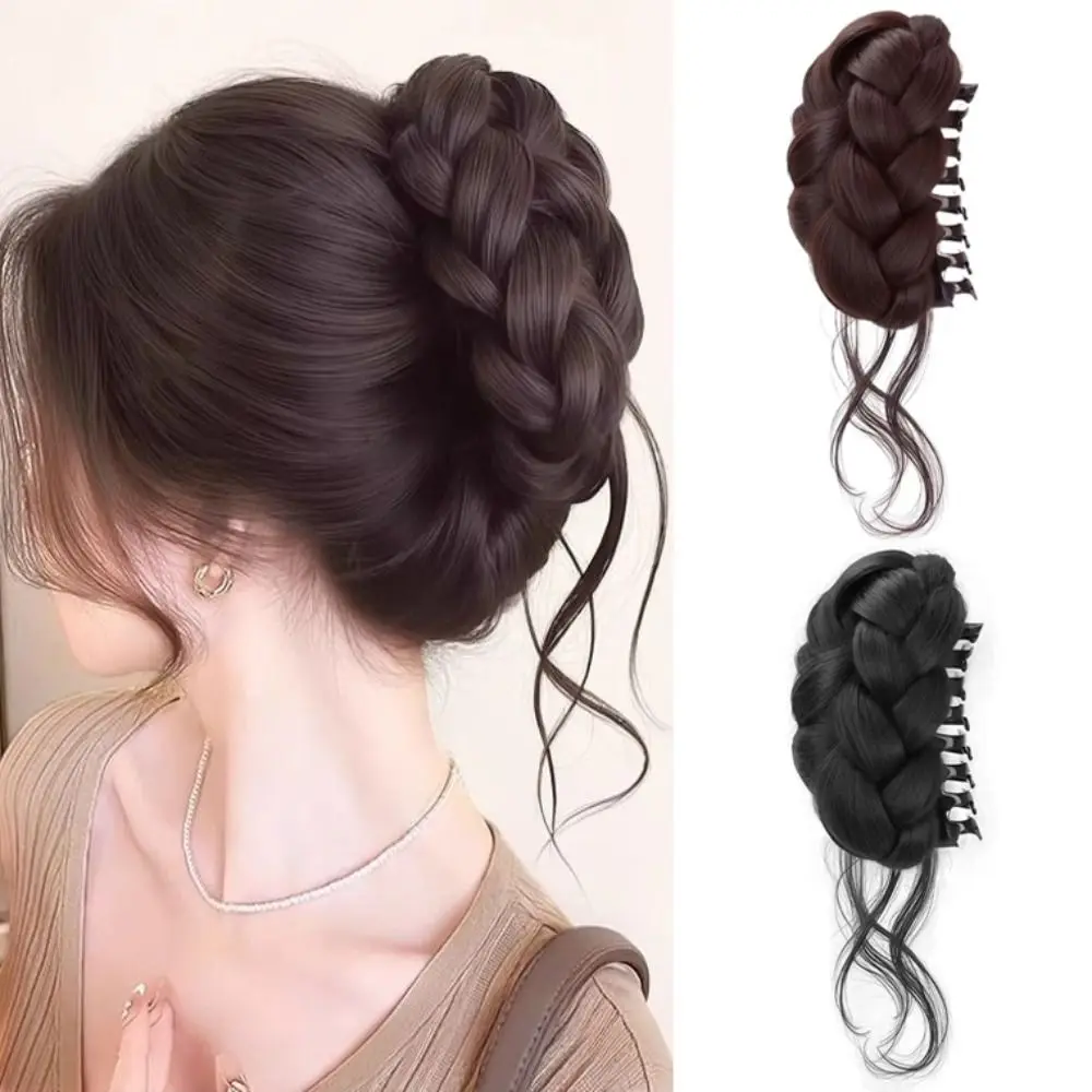 

New Synthetic Hair Bun Claw Clip Fluffy Natural Wig Hair Clip Brown Black Braided Hair Hairpiece Women