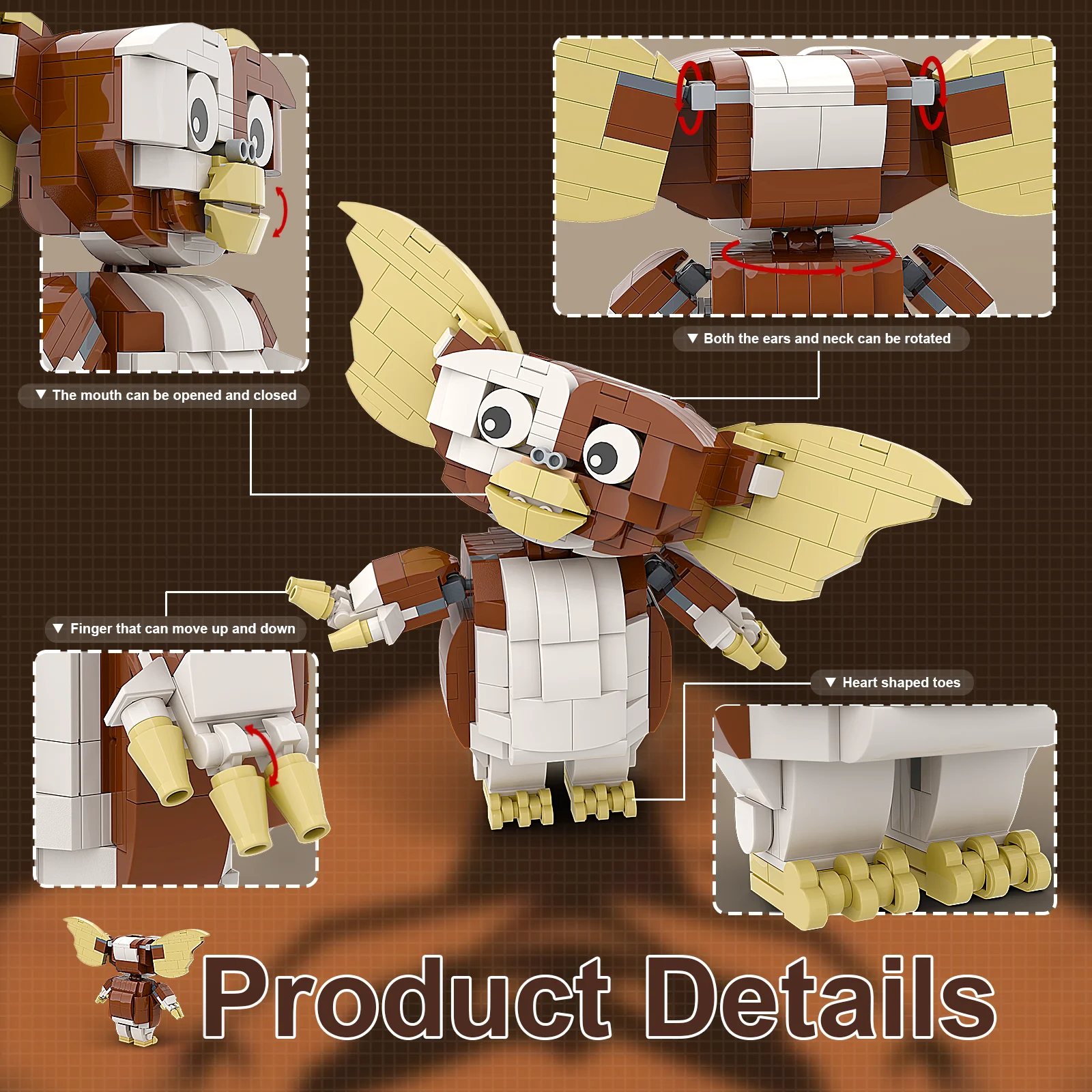 Фигурка героя MOC из игры Gremlinsed Gizmoes, экшн-фигурка эльфов, строительные блоки, комедия, фильмы ужасов, кирпичи, подарок на день Святого