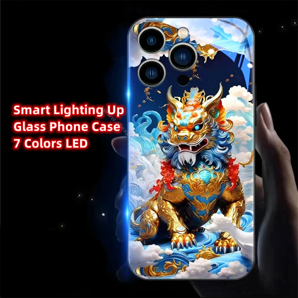 

2025 Lucky Brave Troops LED Light Up Phone Case Glowing Back Cover For iPhone 16 15 14 13 12 11 Pro Max XR XS Plus