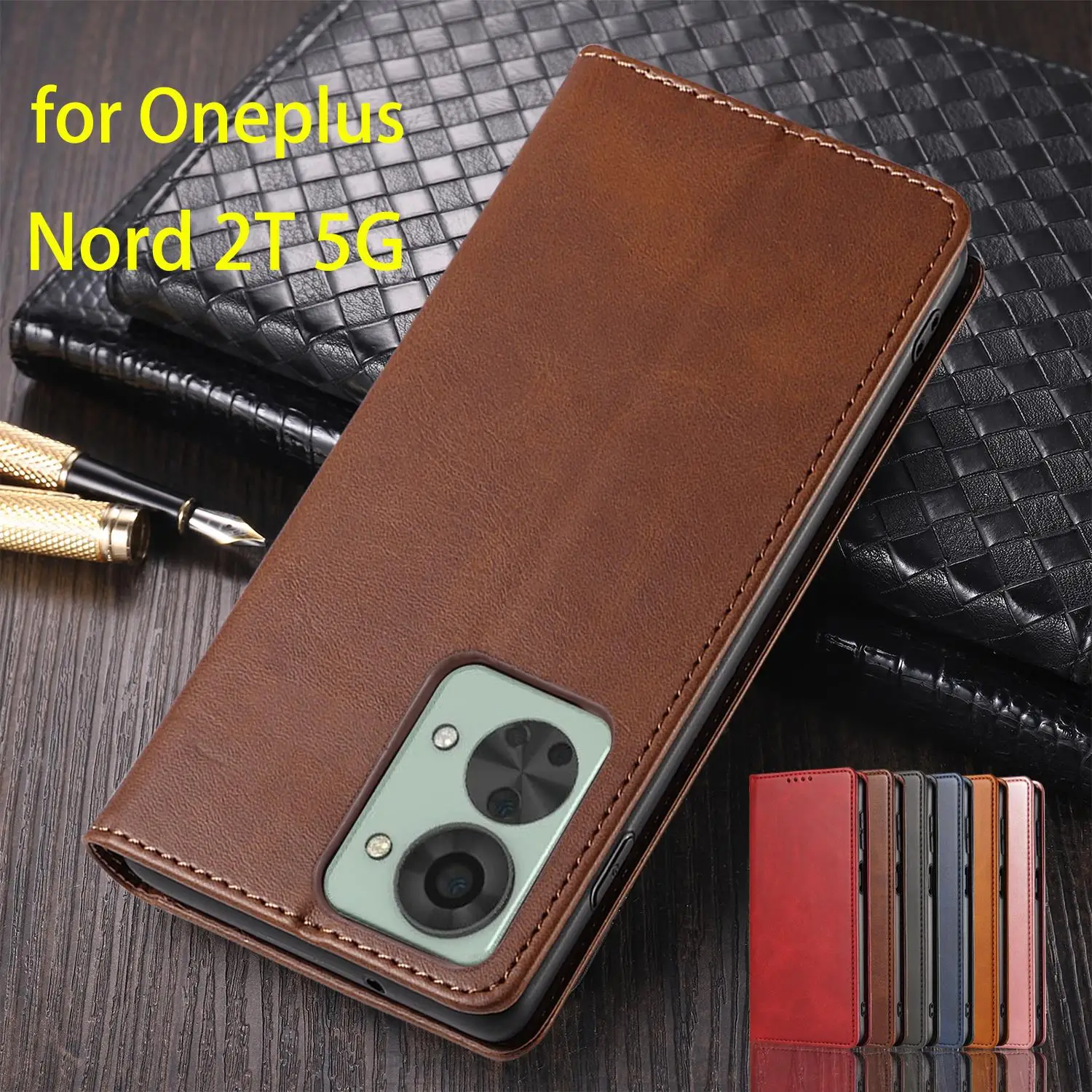 

Magnetic Attraction Cover Leather Case for Oneplus Nord 2T 5G Flip Case Card Holder Holster Wallet Case Business Fundas Coque