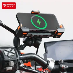 Motowolf Motorcycle Mobile Phone Holder Shock Absorbing Handlebar Triangles Fixed Holder USB Wireless Charging Navigation Holder