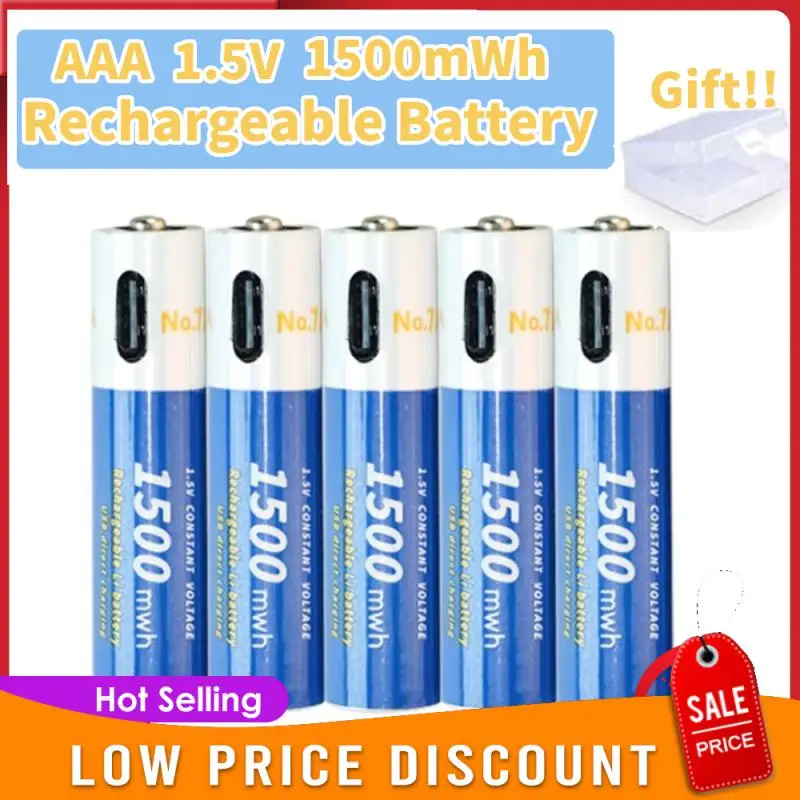 1.5V AAA Battery Rechargeable Lithium Battery 1500mWh Environment Protection USB TYPE-C Charging Port For Calculator Toys Clock