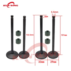 2 Pairs Intake Exhaust Valve for Honda XR400 CB400SS NX400 NX4 Falcon Fourtrax 400 TRX400 NX 400CC 14711-KCY-670 14721-KCY-670