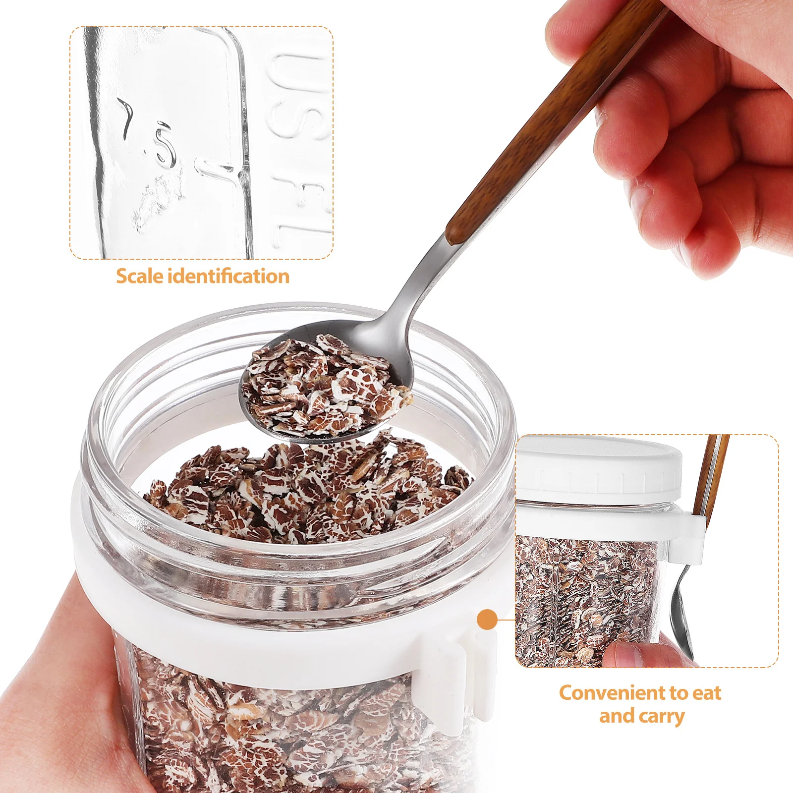 

2Pcs Overnight Oats Glass Containers Jars Lids Spoons Reusable for Salad Yogurt Oatmeal Container Jars with Lids