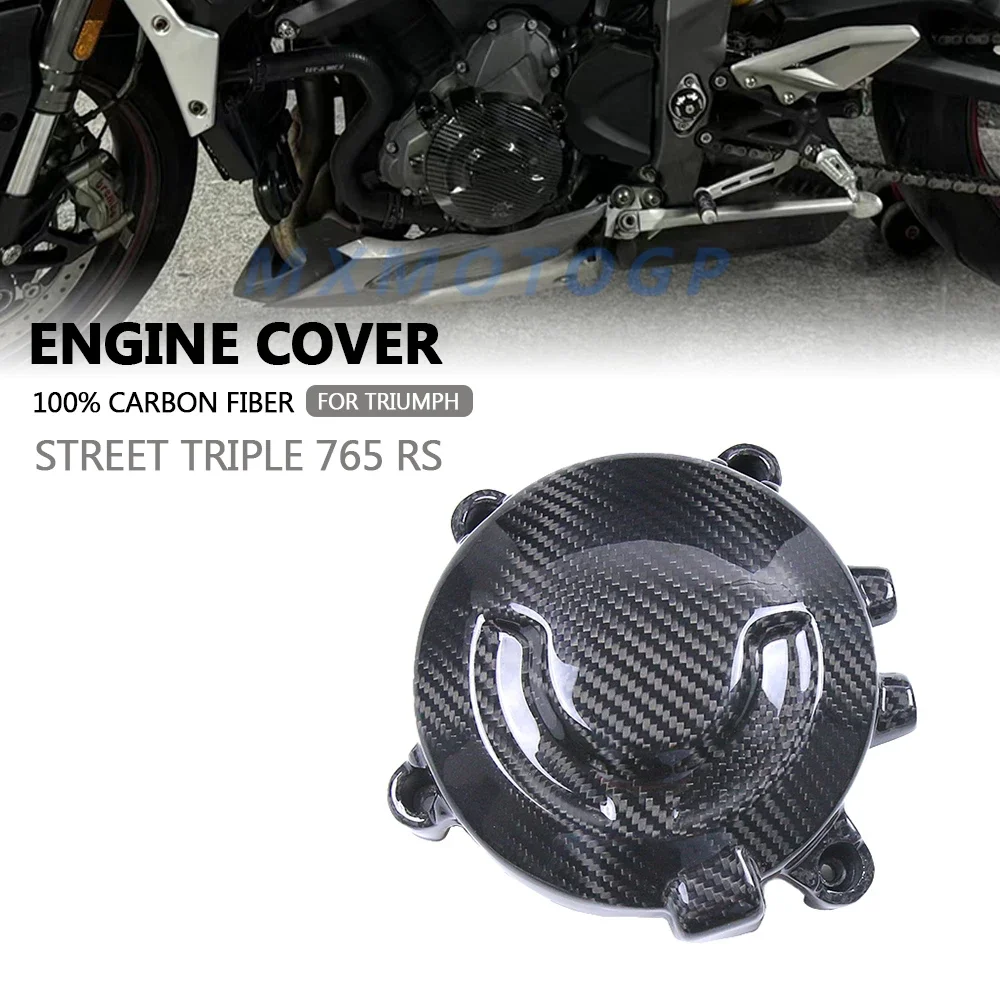 100% Carbon Fiber For Triumph Street Triple 765 R RS 2017 - 2019 2020 2021 2022 2023 Engine Cover Fairing Motorcycle Accessories