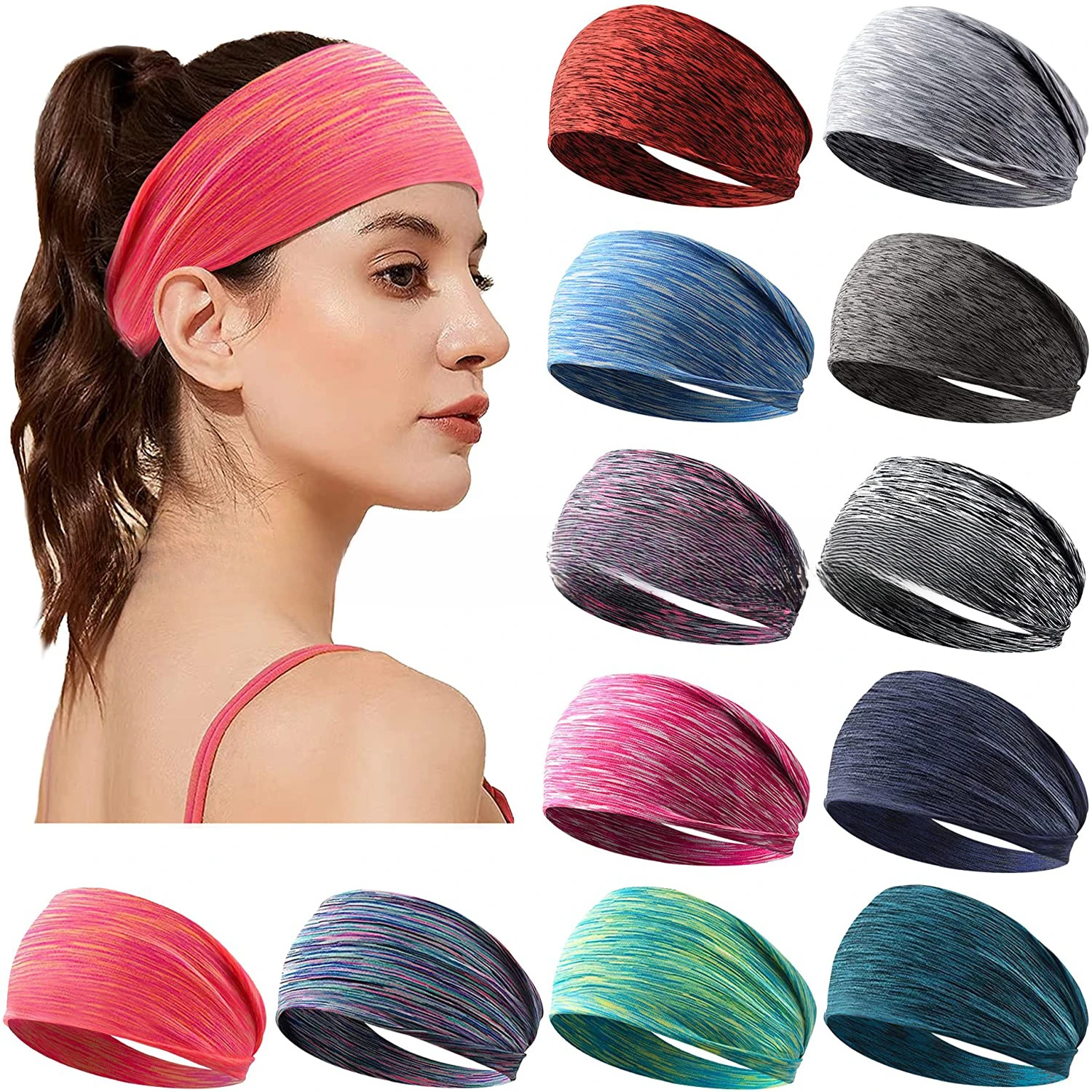 

Sports headbands, moisture-absorbing, quick-drying, yoga, sweat-absorbent bandanas, running, fitness, high-stretch headwear