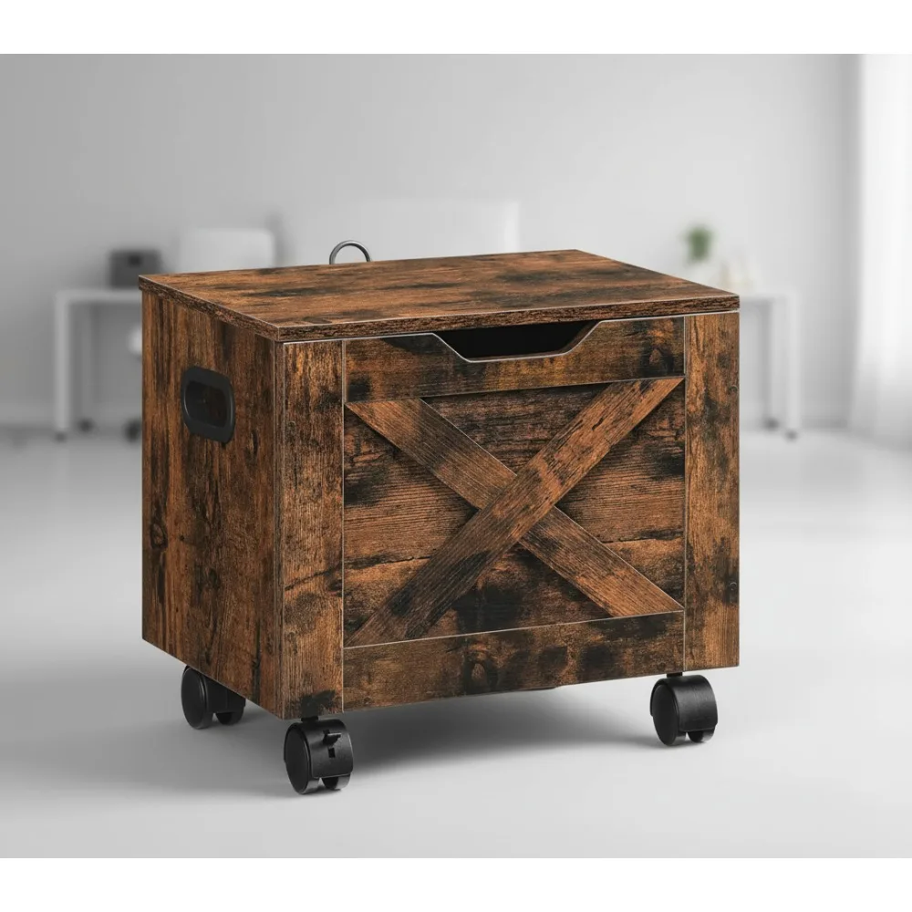 خزانة ملفات دوارة تحت المكتب مع درج واحد، منظم تعليق لمستندات A4/الحروف، بني ريفي #1