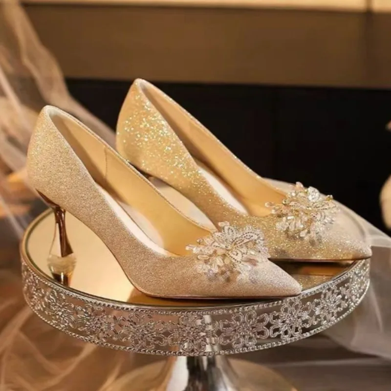 

Нескользящие износостойкие туфли без шнуровки на шпильке с острым носком и цветочным принтом Sweet Wind, нескользящие, износостойкие, для банкета