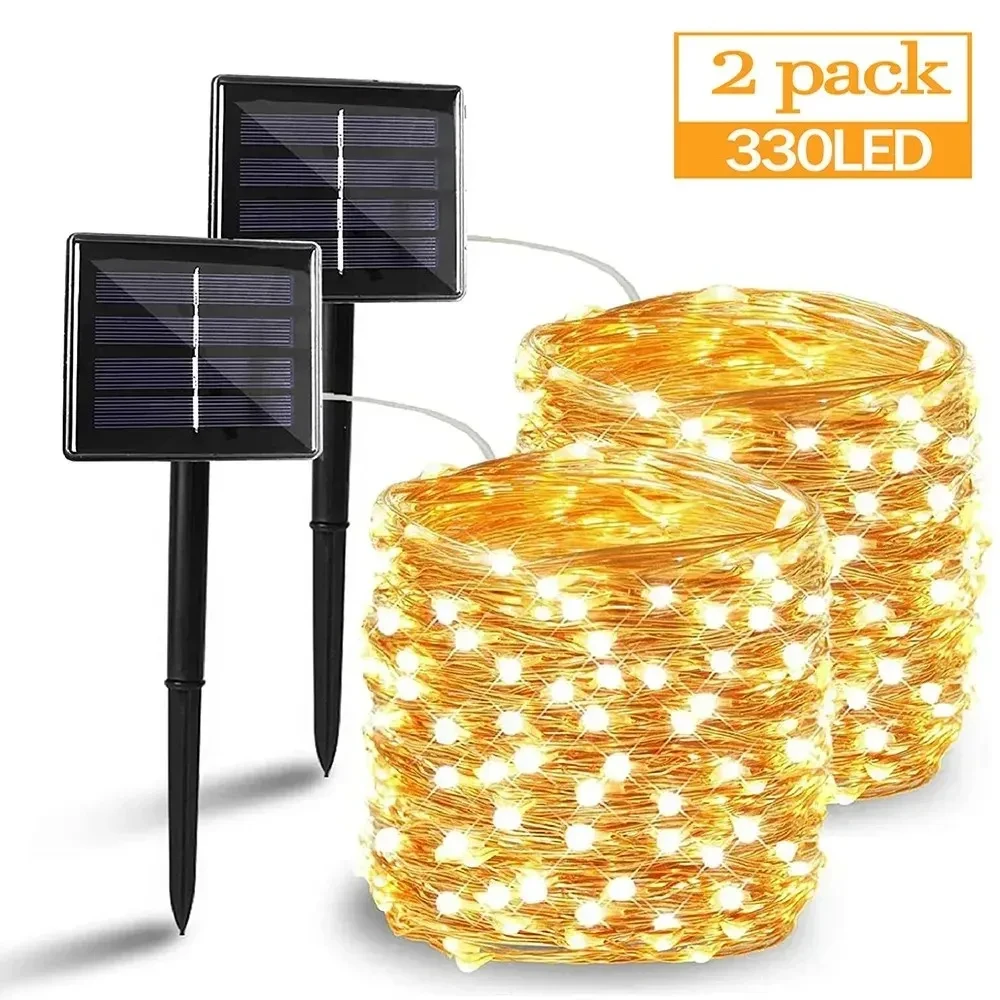 Solar Fairy Lights Outdoor Solar Powered Garden Lights Outside 8 Modes Waterproof Solar String Lights for Trees Party Christmas