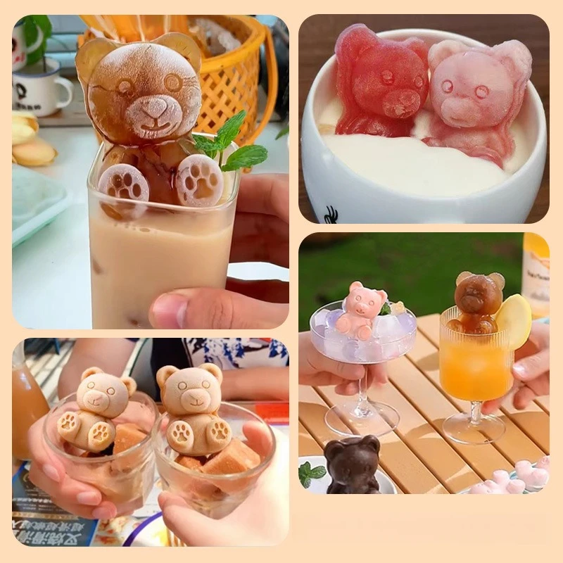Silicone Bear Ice Cube Mold - Homemade Milk Tea and Coffee Drink Companion - Cute DIY Ice Cube Container for Freezing