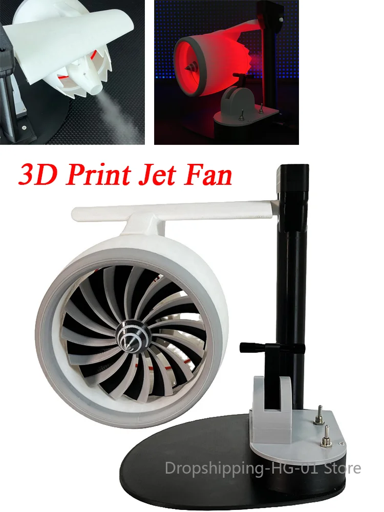 

Turbofan Engine Model JetFan Toy Home Fan Contains Ultrasonic Atomization Red Light Tail Flame Device 3D Printed Exquisite Toy