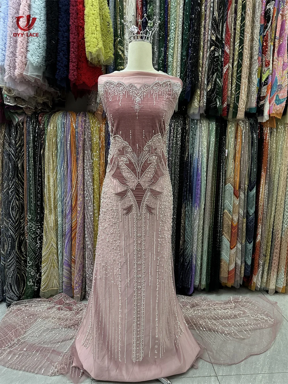 

Роскошная африканская нигерийская кружевная ткань с бусинами для жениха, 2025, высокое качество, французская вышитая тюль, кружевная ткань для свадебного платья, вечеринки