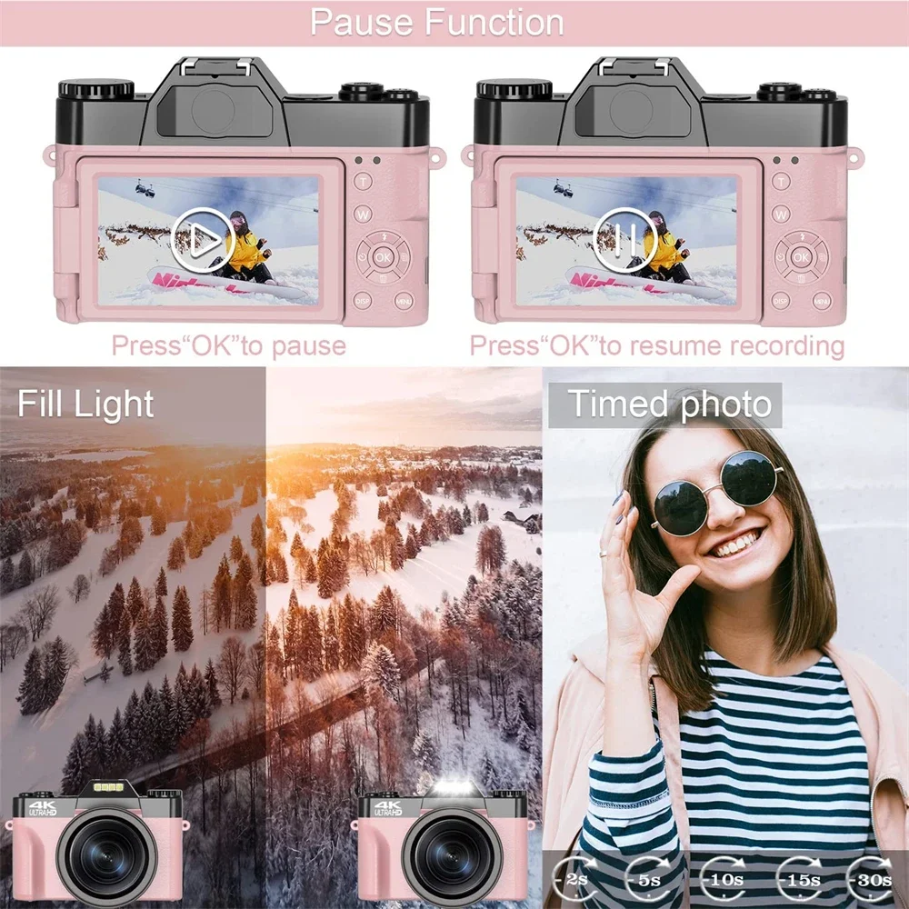 Appareil Photo Numérique Rétro 4K - Zoom Optique 16x, écran 2,3", Carte 512 Go Incluse - 10