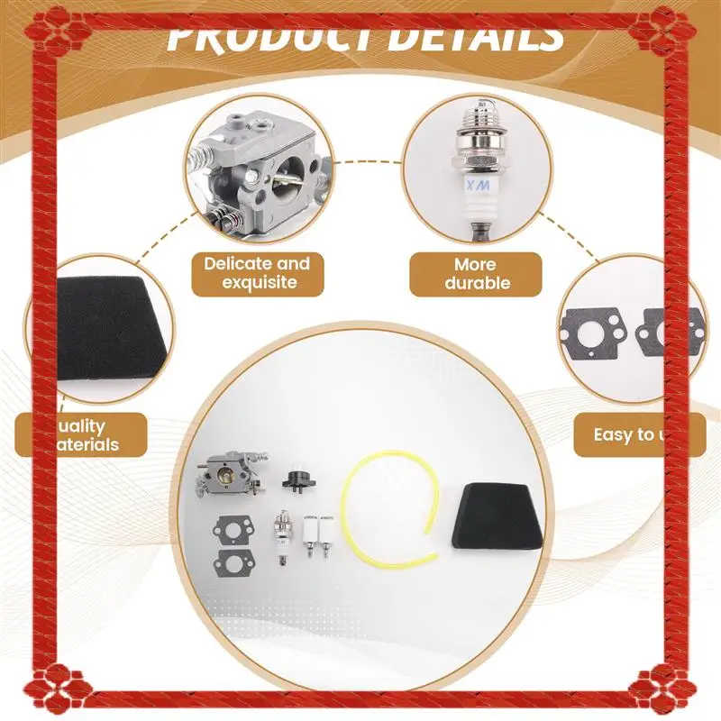 パートナー351 352 370 371 390 391 401 420 422チェーンソー用キャブレターエアフィルターセット、ウォルブロ33-29用、24時間配送、5300718-21