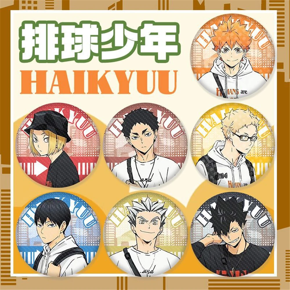 58mm Anime Haikyuu Tobio Kageyama Kozume Kenma Tsukishima Kei Cosplay COSTUME Badge Pin SPTE Tinplate Brooch﻿ Prop Xmas Gilf