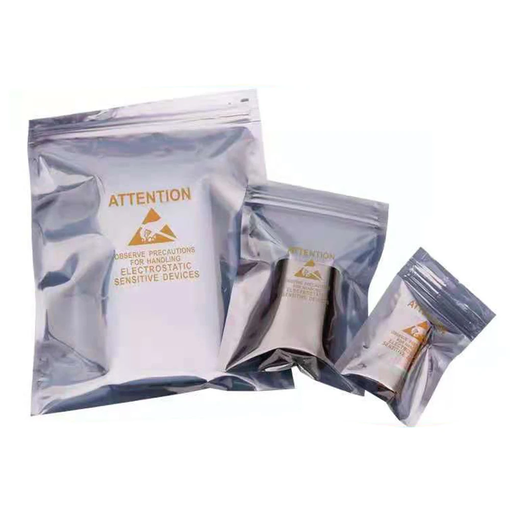 100Pcs/Lot Zip Lock Anti Static Self Seal Bag with Attention Printed Resealable Reusable Antistatic Electronic Phone Packaging