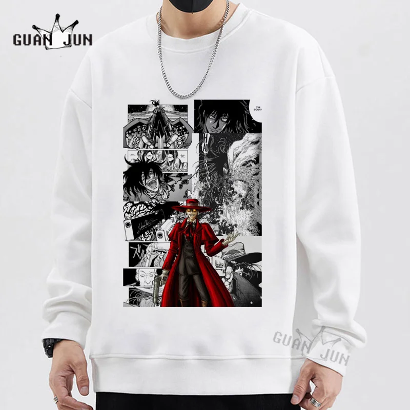 Funny Anime Hellsing Ultimate Alucard Swaetshirt Fashion Vampire Comics Horror Men Harajuku Casual Winter Warm Loose Hoodie Tops