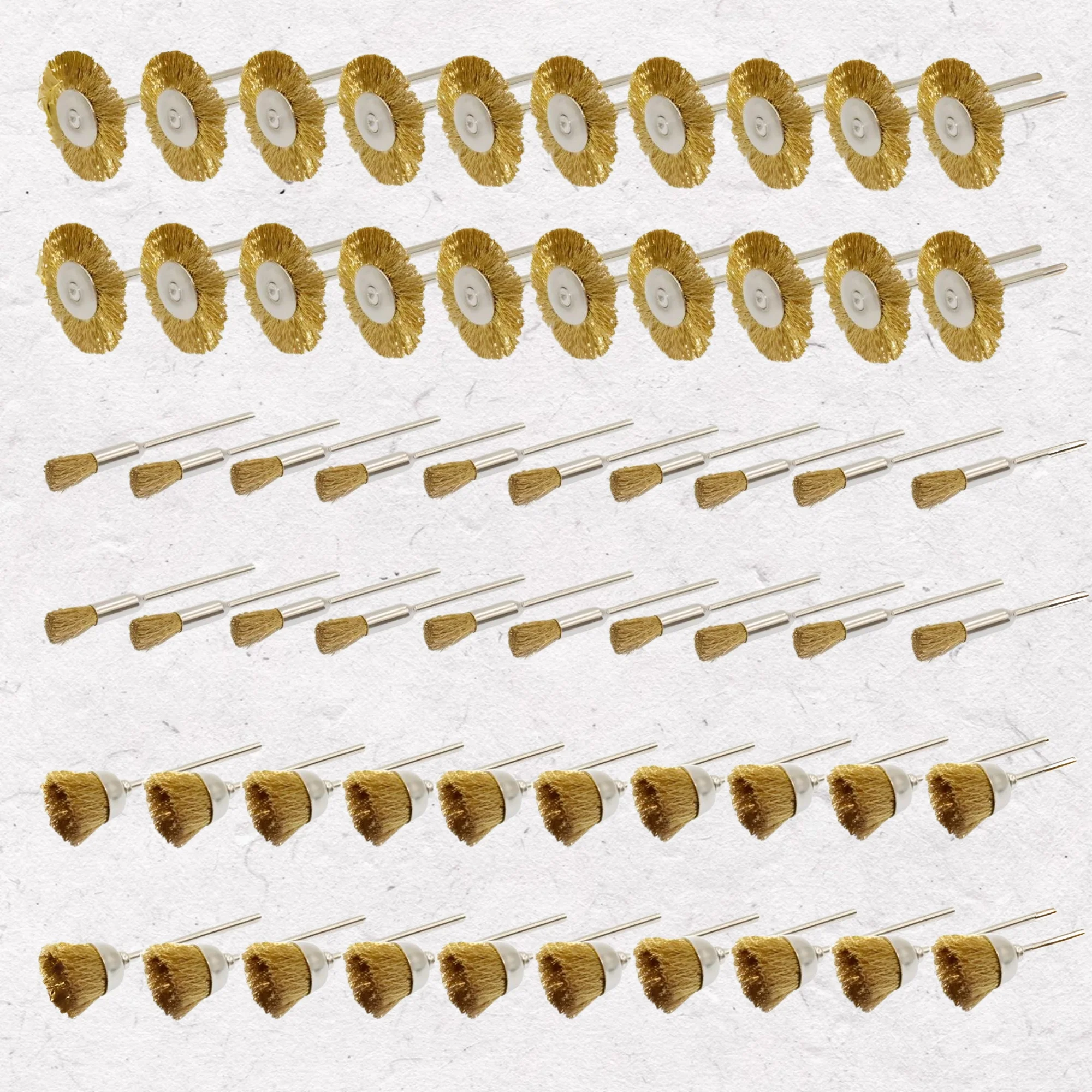 60Pcs Jewelry Making Tool Brass Wire Brush Set 3mm Shank Cup Wheel Pen Brushes Rust Removal Polishing Cleaning for Rotary Tools