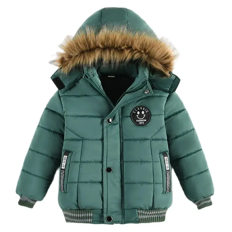 Kinder Baumwoll jacke Jungen Herbst Winter neue koreanische Version mit Plüsch und dicke Isolierung, Kapuze Reiß verschluss coat1-5years alt