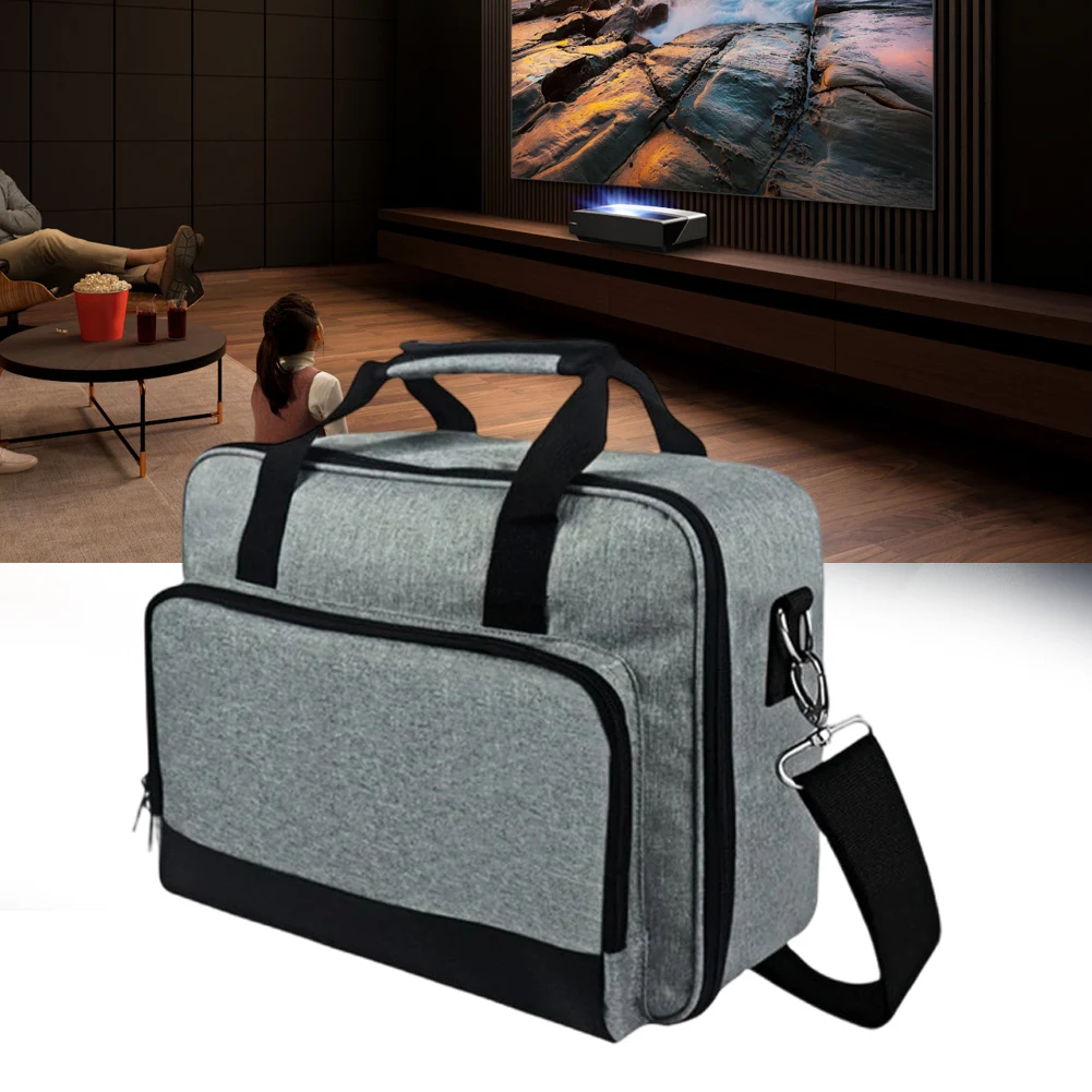 Black Grey Projector Bag With Accessories Pockets For VIEWSONIC Projectors Hand Carry Crossbody Storage Case