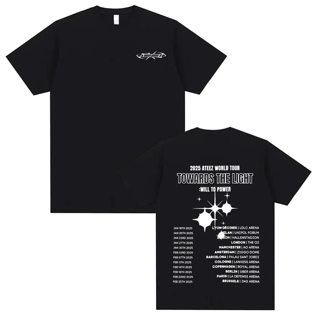 Ateez 2025 World Tour Towards The Light: Will To Power T Korean Individuality T-shirt Unisex Casual Cotton Hot Sale Cozy T-shirt