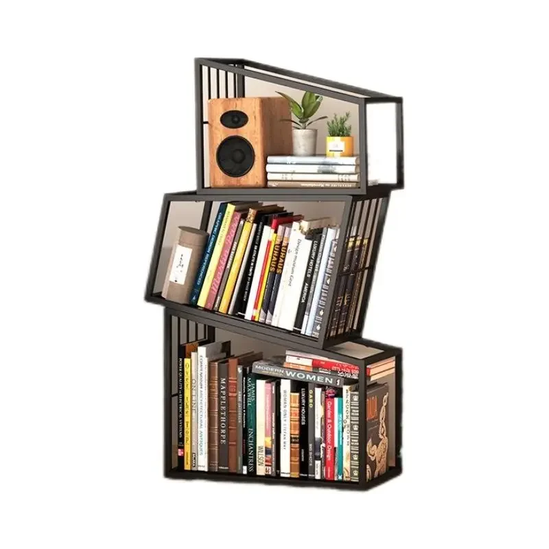 Creative special-shaped bookshelf wrought iron corner bookcase floor-to-ceiling multi-layer shelf