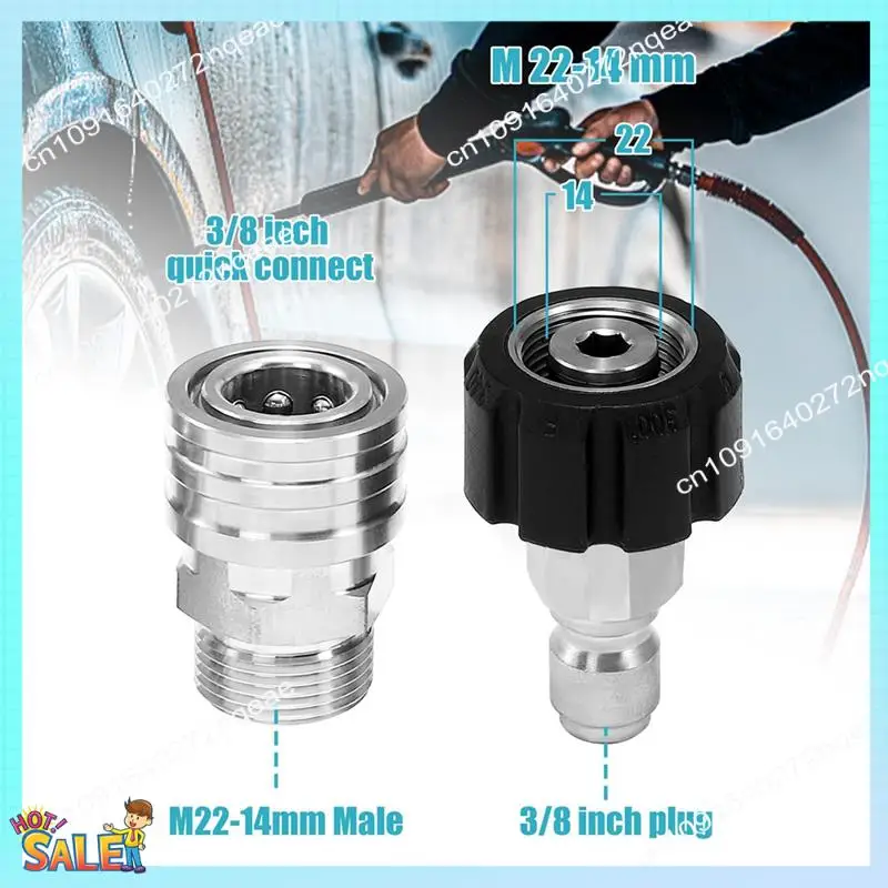 N08R Pressure Washer Adapter Set M22 To 3/8 Inch Quick Disconnect Kit Stainless Steel  9-Pack