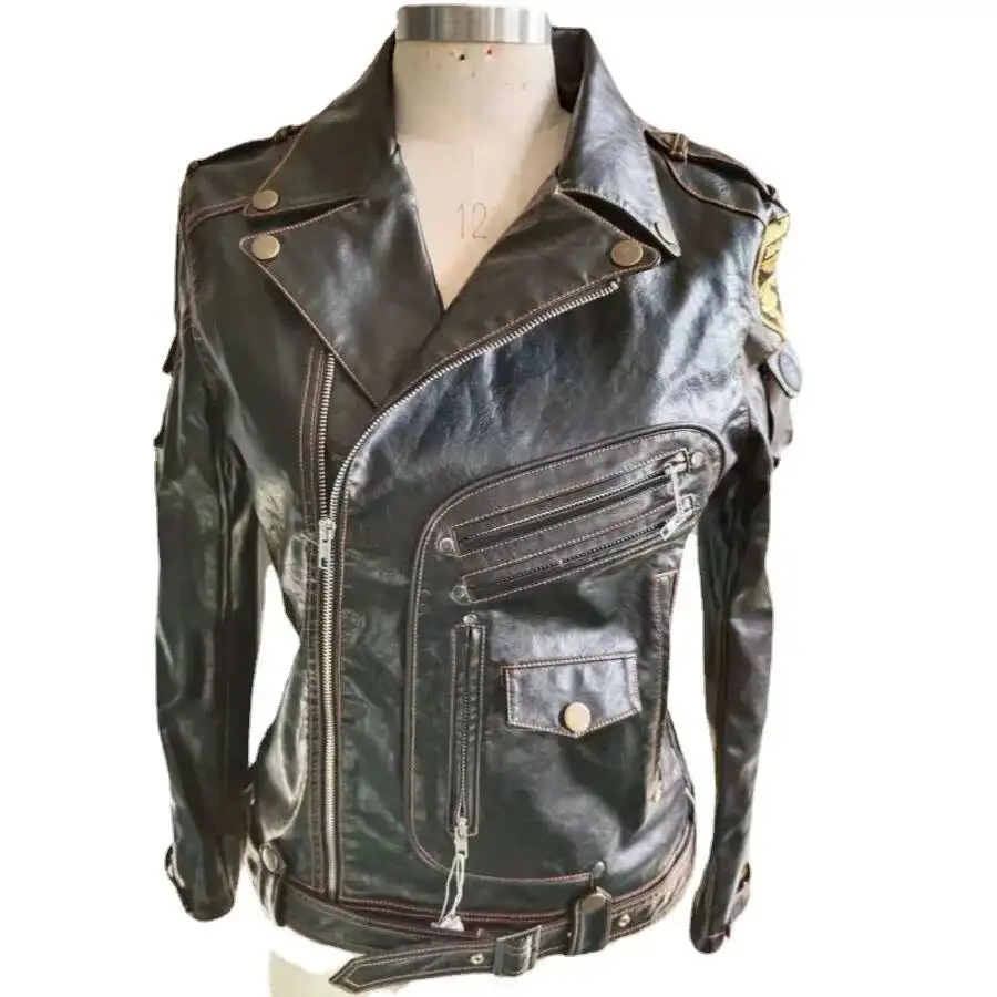 Men's Retro Jacket With Multiple Pockets Casual Personality Outerwear Fake And Mixed Leather Clothing