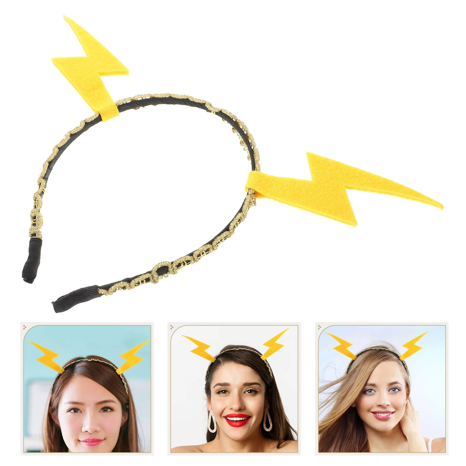 

Flash Headband Yellow Adjustable Party Hair Hoop for Performance Festival Cosplay Decorative Photo Prop Lightweight Hair
