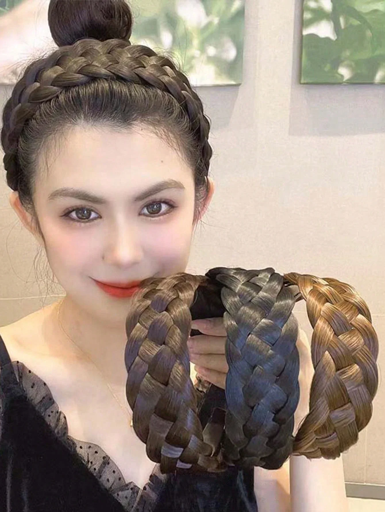 

Женский толстый плетеный ободок для волос, разноцветный, пушистый аксессуар для волос